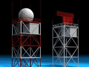 airport radar towers Model 3D