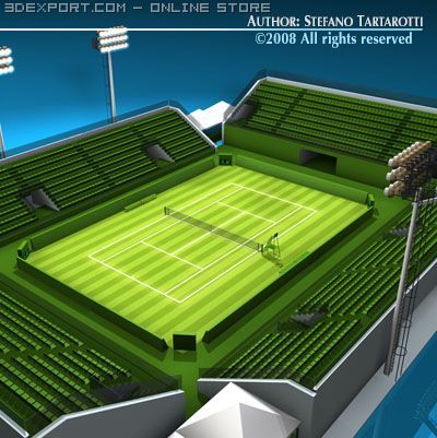 tennis court Model 3D .c4d .max .obj .3ds .fbx .stl .blend 