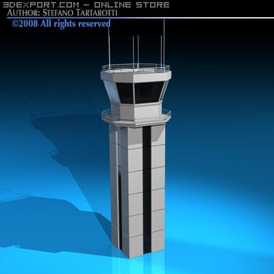 airport control tower 3D Model .c4d .max .obj .3ds .fbx .stl .blend 