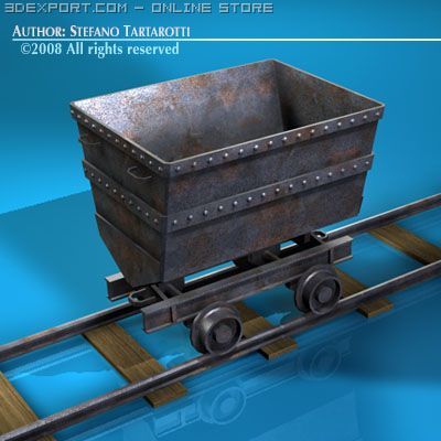mine cart 3D Model .c4d .max .obj .3ds .fbx .stl .blend 