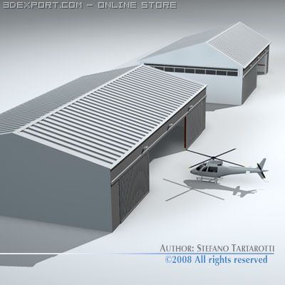 airport hangars Modello 3D .c4d .max .obj .3ds .fbx .stl .blend