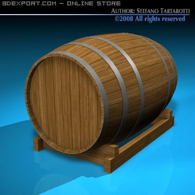 wine barrel 3D Model .c4d .max .obj .3ds .fbx .stl .blend 