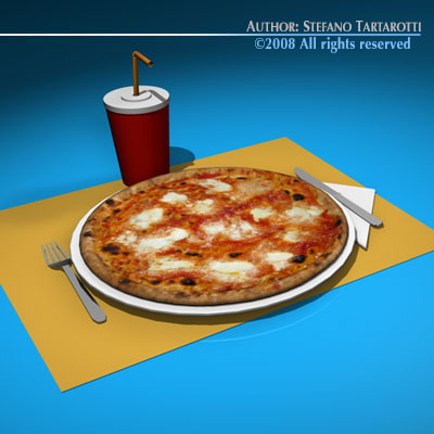 pizza table set 3D 모델 .c4d .max .obj .3ds .fbx .stl .blend 