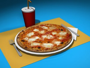 pizza table set 3D मॉडल