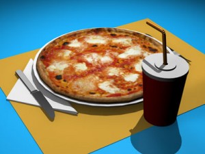 pizza table set 3D 모델
