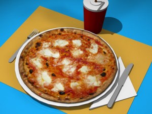 pizza table set 3D 모델