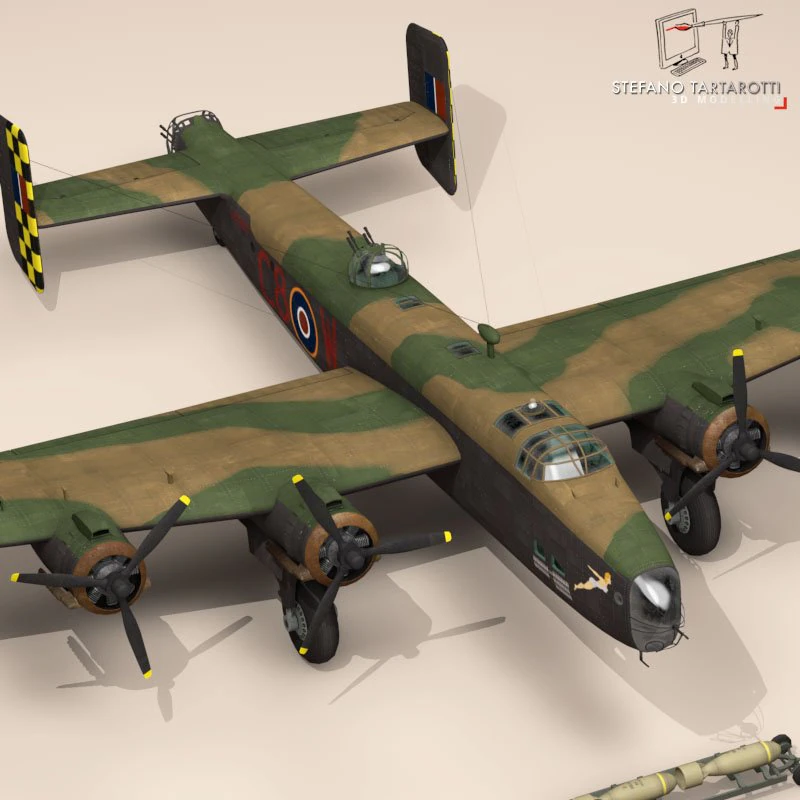 handley page halifax mk3 raf 3D Model .c4d .max .obj .3ds .fbx .stl .blend