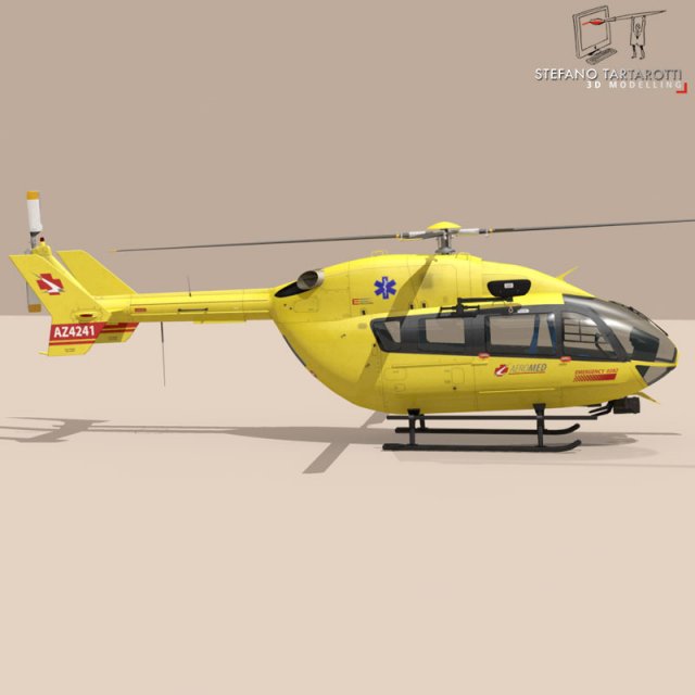 ec145 air ambulance Model 3D .c4d .max .obj .3ds .fbx .stl .blend 