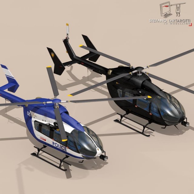 ec145 law enforcement 3D Model .c4d .max .obj .3ds .fbx .stl .blend
