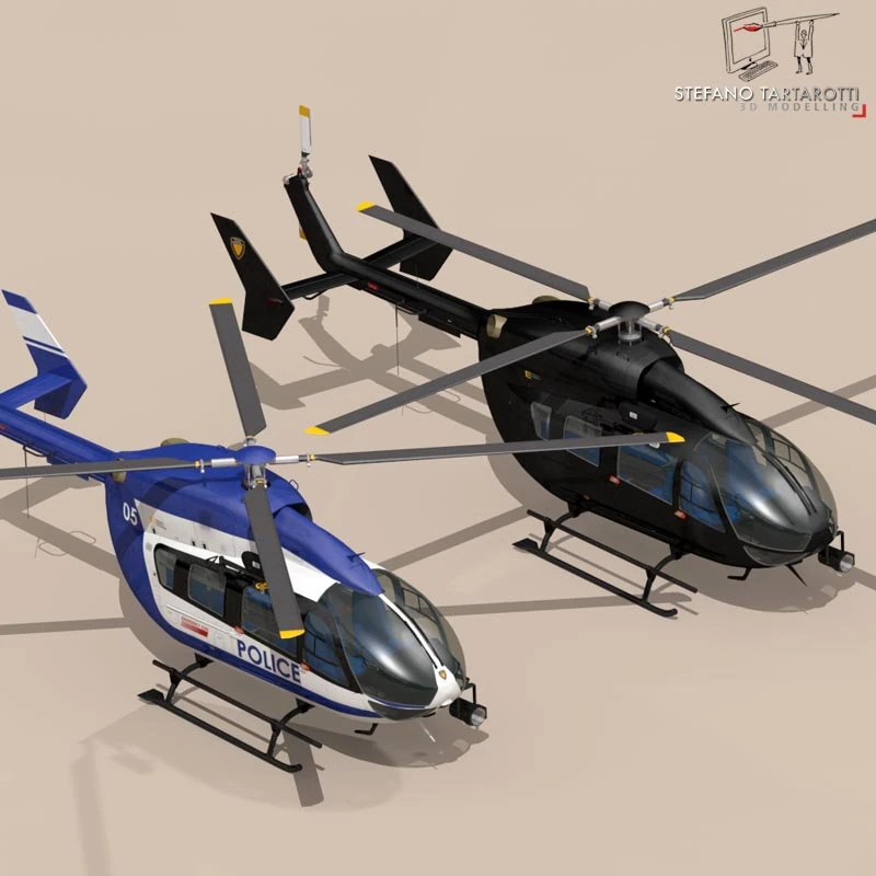 ec145 law enforcement 3D Model .c4d .max .obj .3ds .fbx .stl .blend