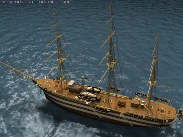 american battle ship 3D Model .c4d .max .obj .3ds .fbx .stl .blend