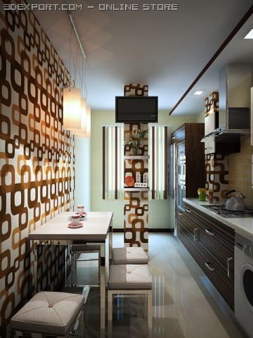 kitchen interior 3D Model .c4d .max .obj .3ds .fbx .stl .blend 