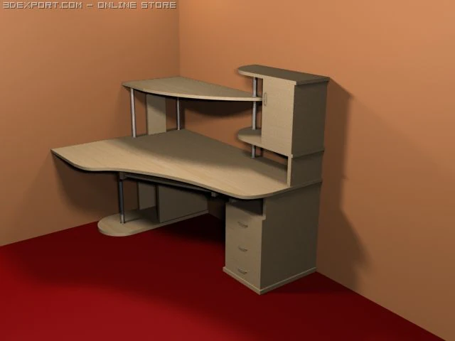 stolik komputerowy Model 3D .c4d .max .obj .3ds .fbx .stl .blend 