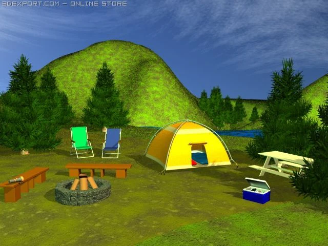 campsite scene 3D Model .c4d .max .obj .3ds .fbx .stl .blend 