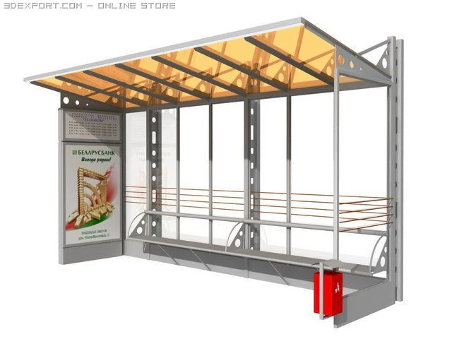 busstop 3D Model .c4d .max .obj .3ds .fbx .stl .blend