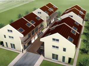 4 houses 3D Model
