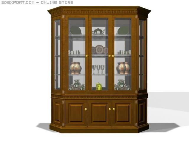 decorative cup board 3D Model .c4d .max .obj .3ds .fbx .stl .blend 