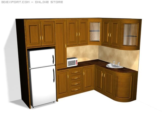 kitchen set Model 3D .c4d .max .obj .3ds .fbx .stl .blend 