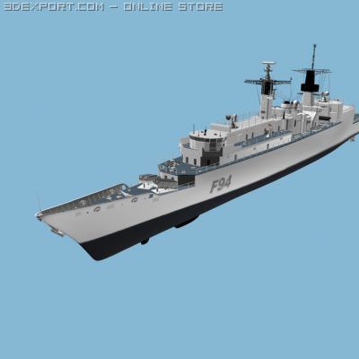 frigate 22 hms brave f94 3D Model .c4d .max .obj .3ds .fbx .stl .blend 