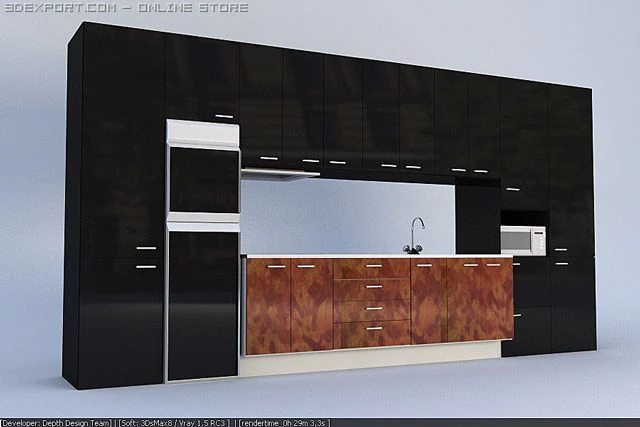 kitchen m3fs 3D Model .c4d .max .obj .3ds .fbx .stl .blend 