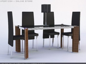 table+chairs pack1 3D Модель