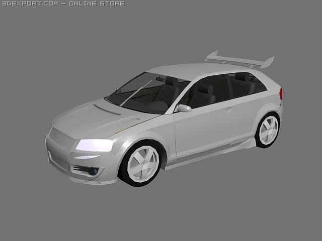 アウディ A3 ローポリ化 3Dモデル .c4d .max .obj .3ds .fbx .stl .blend 