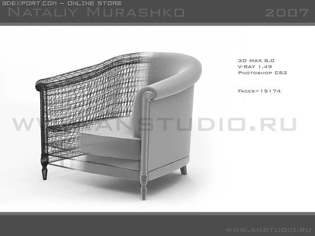 armchair 1012 3D Model .c4d .max .obj .3ds .fbx .stl .blend 