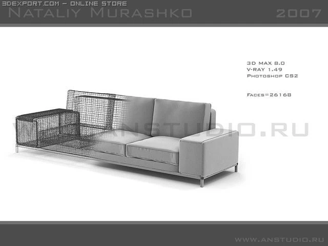 ソファー 3Dモデル .c4d .max .obj .3ds .fbx .stl .blend 