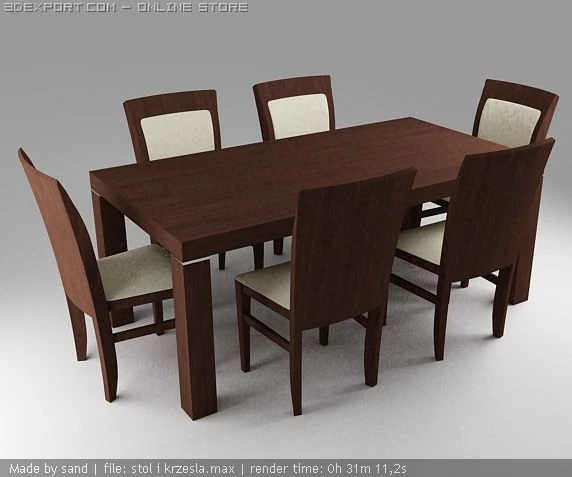 table and chairs 3D Model .c4d .max .obj .3ds .fbx .stl .blend 
