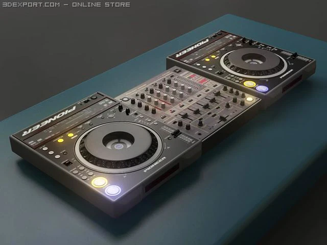 dj turntable 3D Model .c4d .max .obj .3ds .fbx .stl .blend 