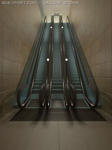 escalator 3D Модель .c4d .max .obj .3ds .fbx .stl .blend 