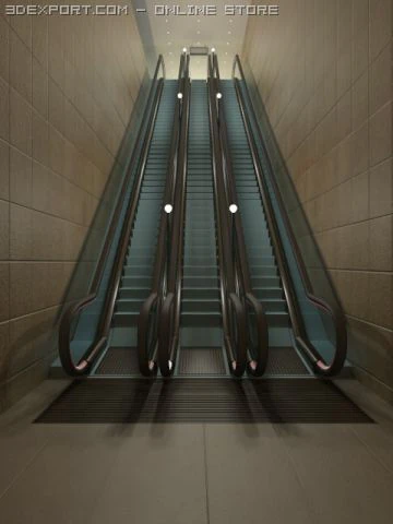 escalator 3D Model .c4d .max .obj .3ds .fbx .stl .blend 