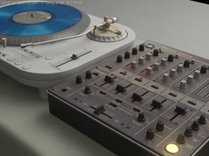 vynil turntable with mixer 3D 模型
