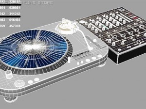 vynil turntable with mixer 3D 模型