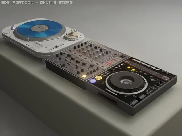 vinyl  cd turntable  mixer 3D Model .c4d .max .obj .3ds .fbx .stl .blend 