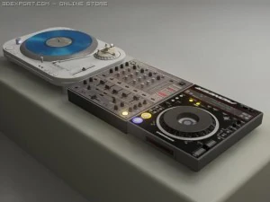 Vinyl-CD-Plattenspieler-Mixer 3D Modell