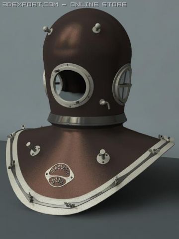 scuba helmet 3D Model .c4d .max .obj .3ds .fbx .stl .blend 