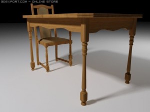 chair and table 3Dモデル