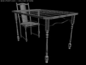chair and table 3Dモデル