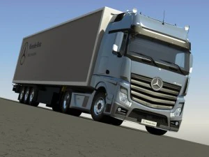 2012 mercedes benz actros with trailer 3D Model