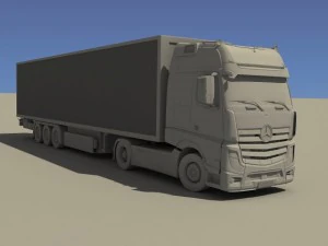 2012 mercedes benz actros with trailer 3D Model
