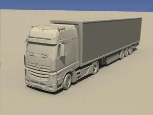 2012 mercedes benz actros with trailer 3D Model