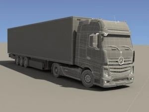 2012 mercedes benz actros with trailer 3D Model