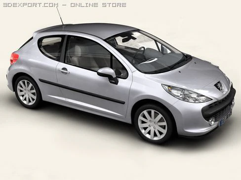 peugeot 207 3 door 3D Model .c4d .max .obj .3ds .fbx .stl .blend