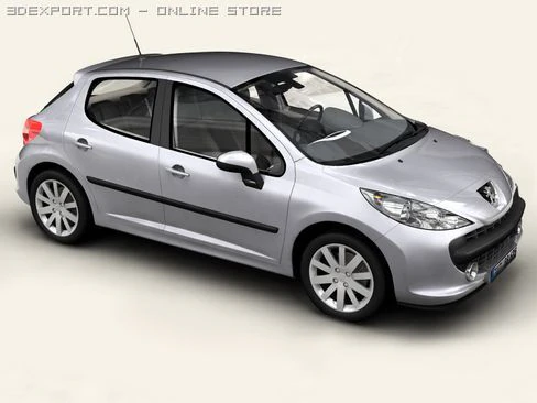 peugeot 207 5 door 3D Model .c4d .max .obj .3ds .fbx .stl .blend
