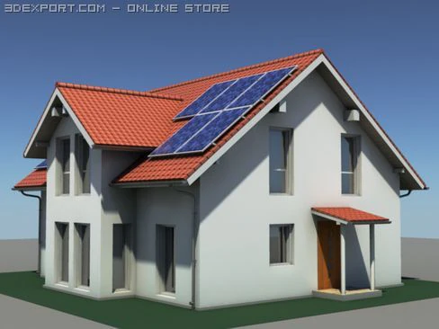 residential solar house 3D Model .c4d .max .obj .3ds .fbx .stl .blend 