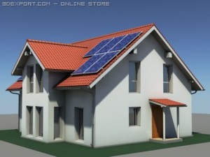 residential solar house 3D Model