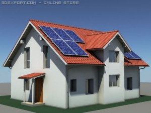 residential solar house 3D Модель