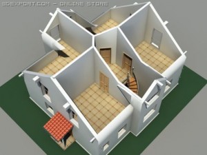 residential solar house 3D Модель