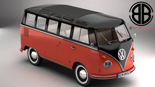 volkswagen type 2 samba 1959 Modelo 3D .c4d .max .obj .3ds .fbx .stl .blend 